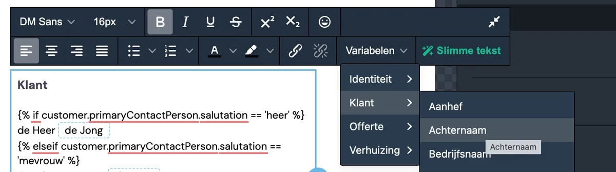Adjusting the salutation in Bas: screenshot 3