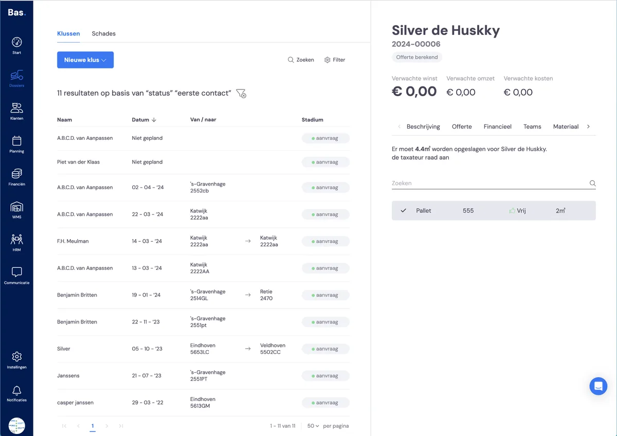 Storing items for a customer via a job: screenshot 4
