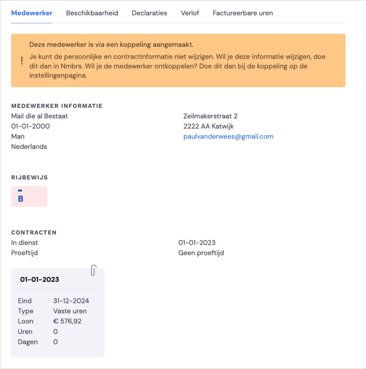Nmbrs-Integration - Mitarbeiter - September 2024: Screenshot 1