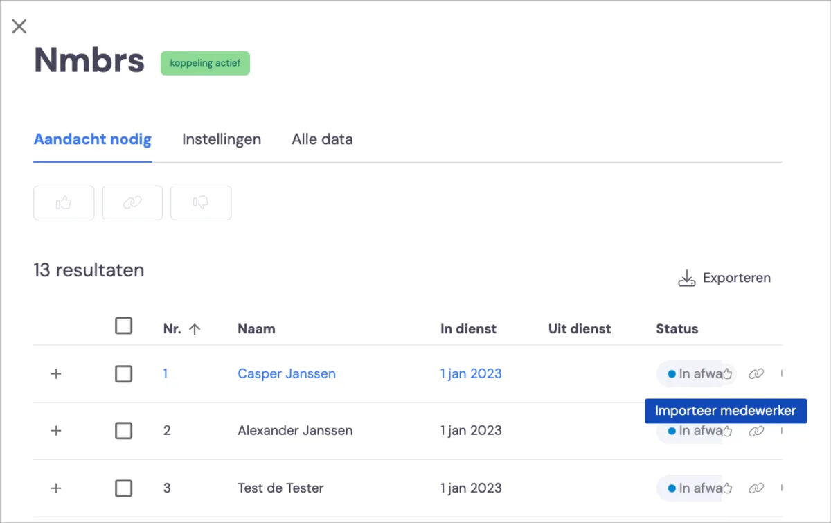 Nmbrs-Integration - Mitarbeiter - September 2024: Screenshot 2