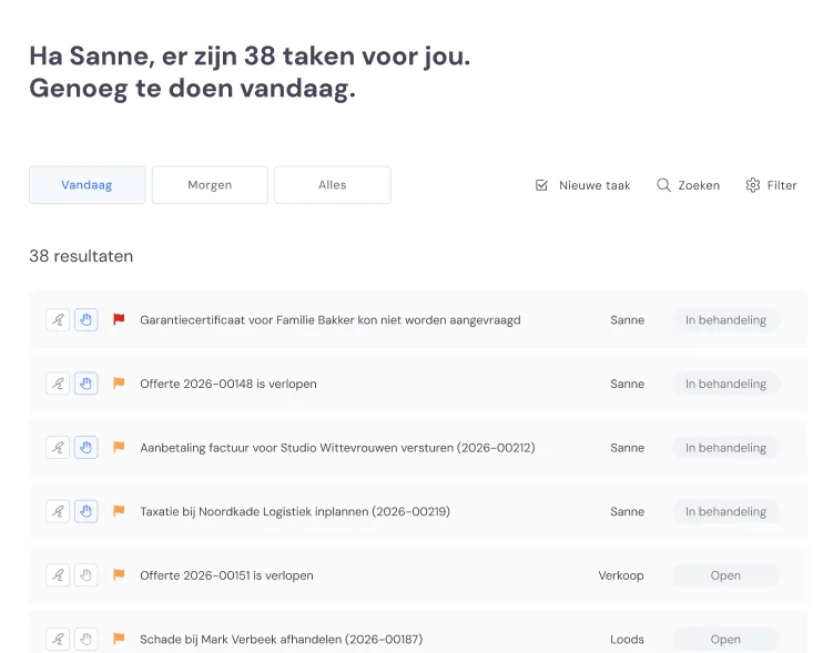 De takenlijst van vandaag in Bas