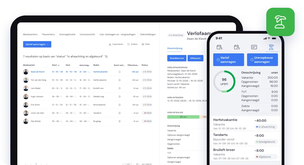 Verlofaanvraag in de Bas-app en de verlofaanvragen in de backoffice