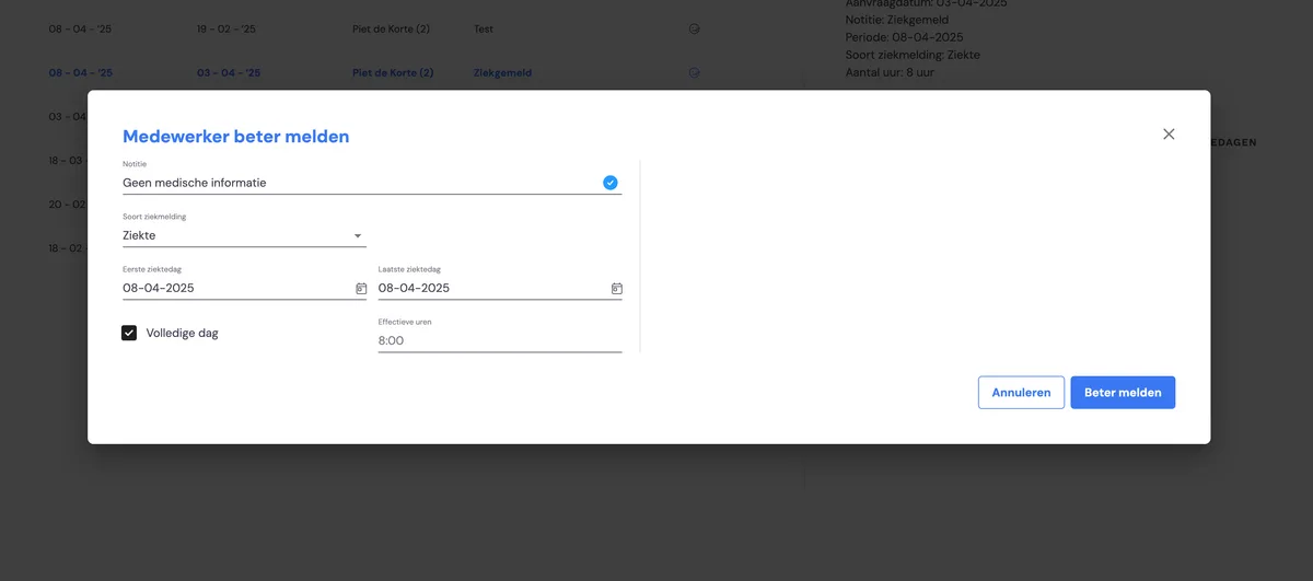 Krankmeldung registrieren: Screenshot 4