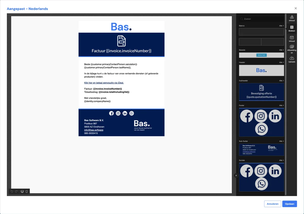 Adding view quote, accept quote and pay invoice online to emails: screenshot 2