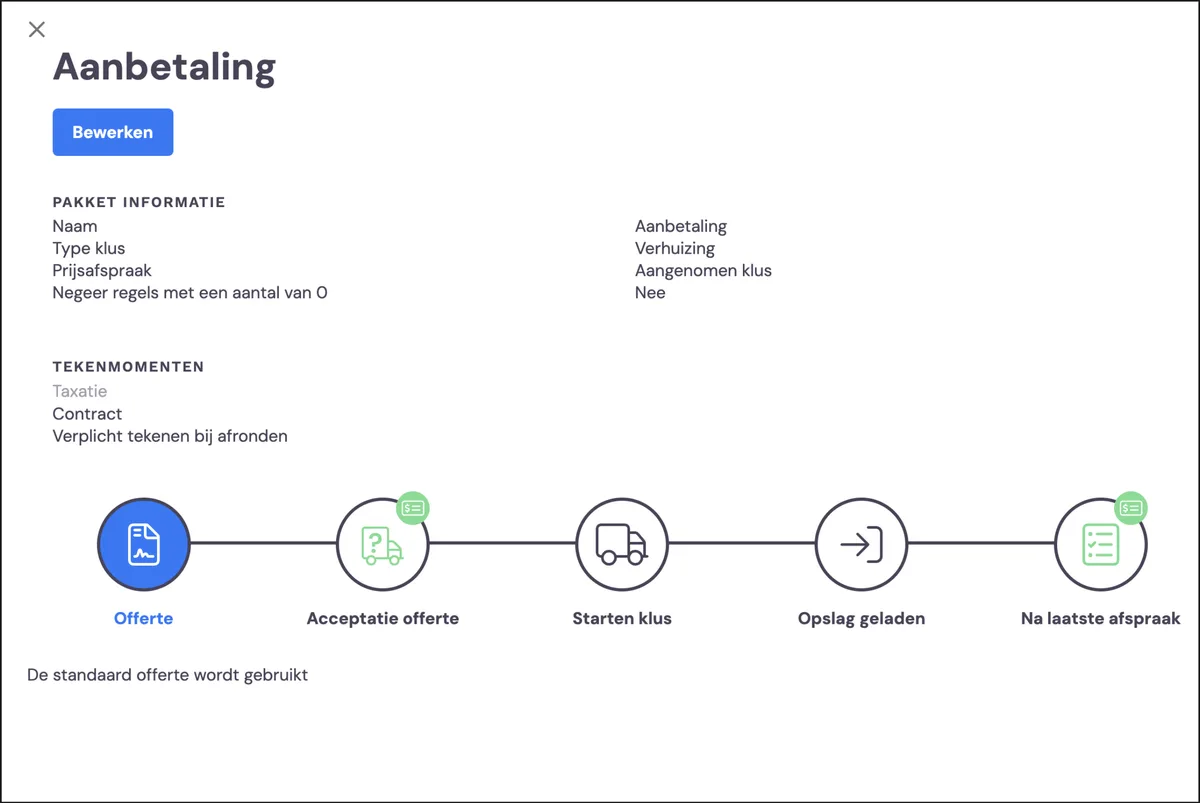 Organise the process with packages, templates and customer messages: screenshot 3