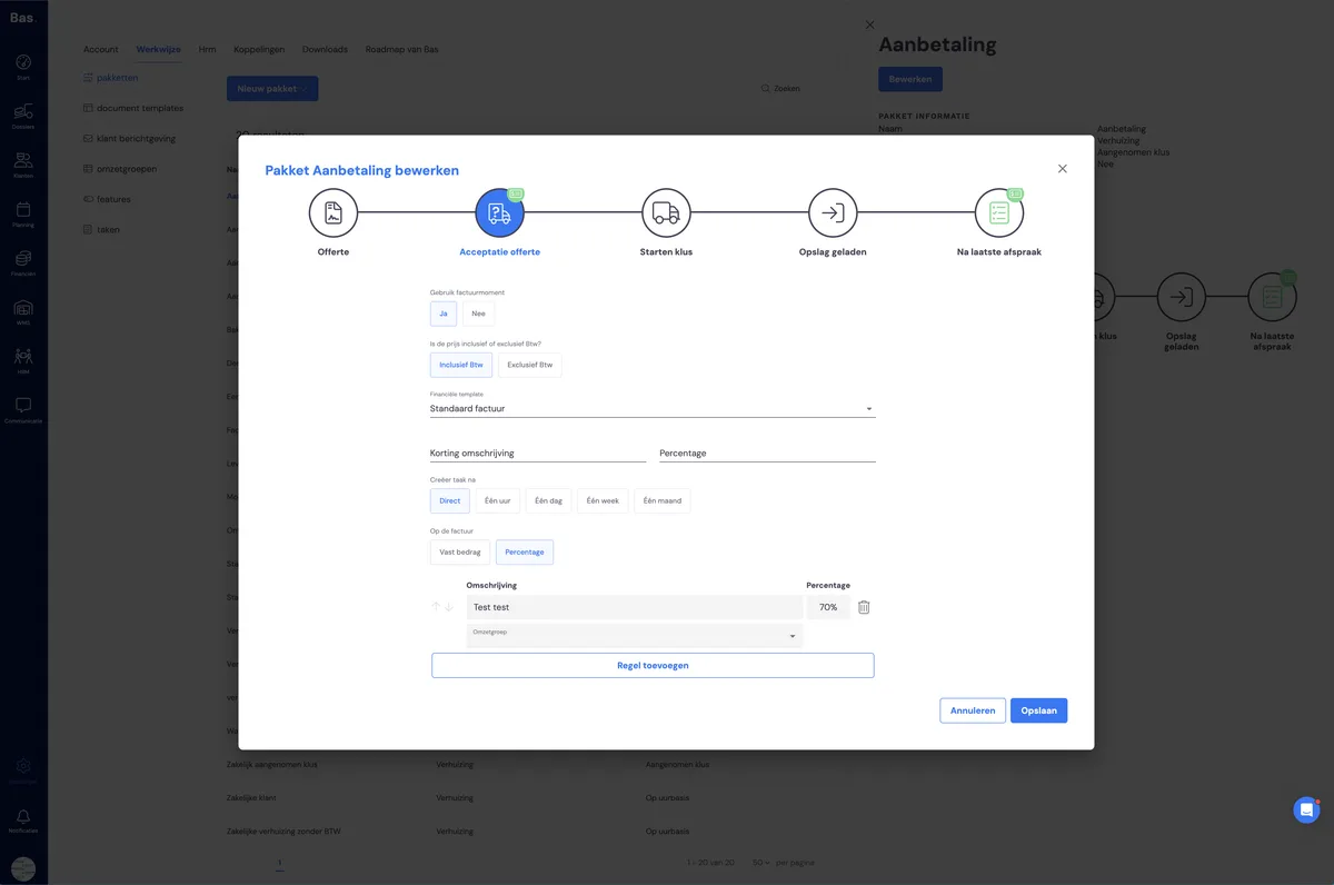 Organise the process with packages, templates and customer messages: screenshot 4