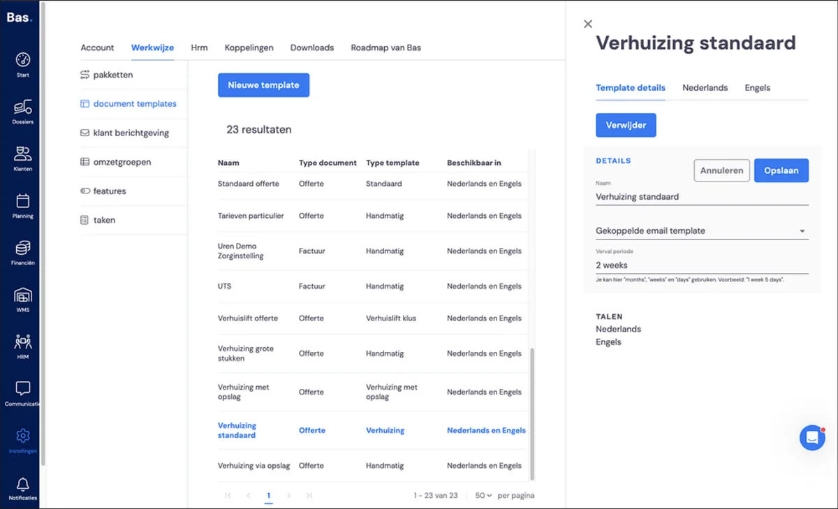 Organise the process with packages, templates and customer messages: screenshot 5