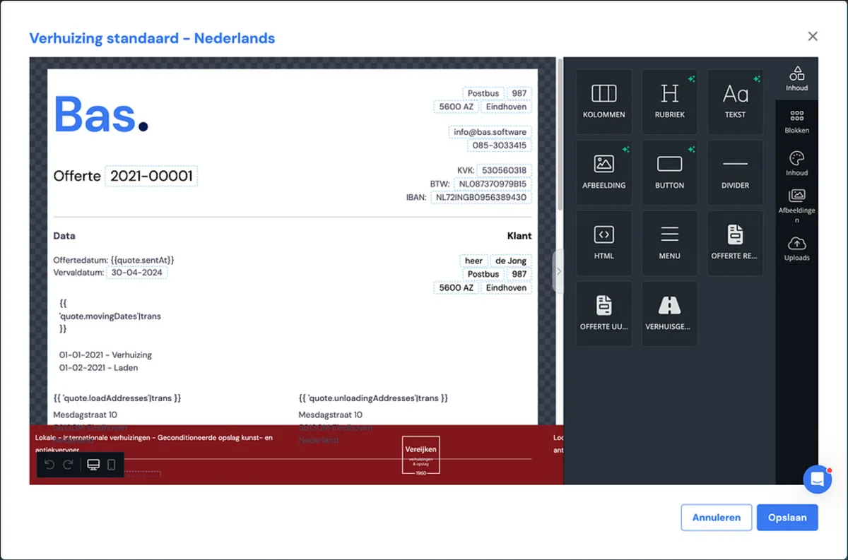 Organise the process with packages, templates and customer messages: screenshot 6