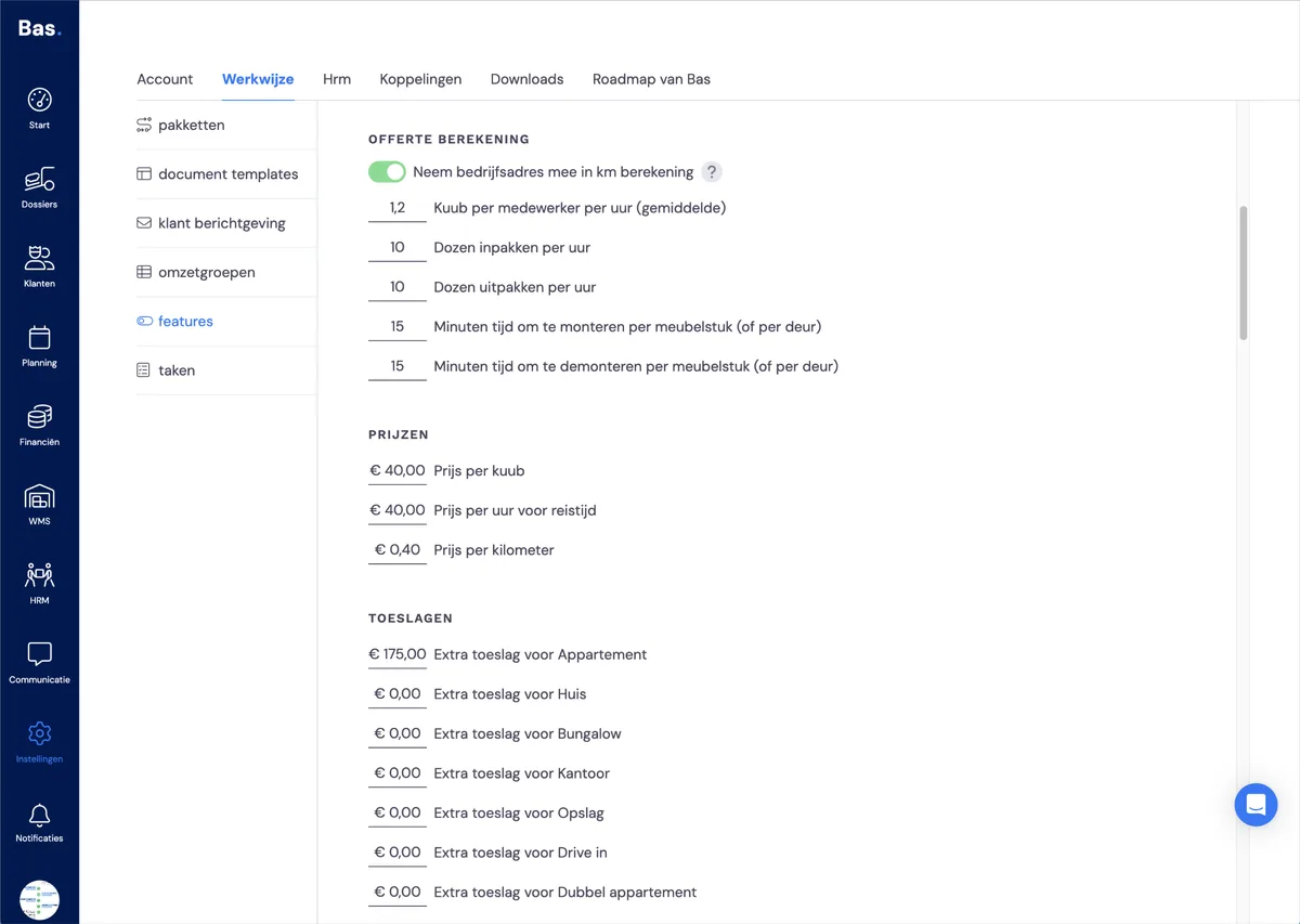 Quote: layout and rates: screenshot 2
