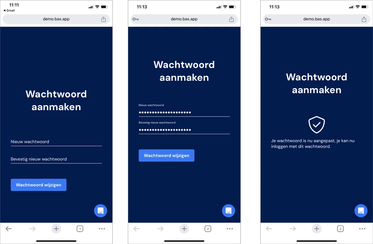 First use of the employee app: screenshot 2