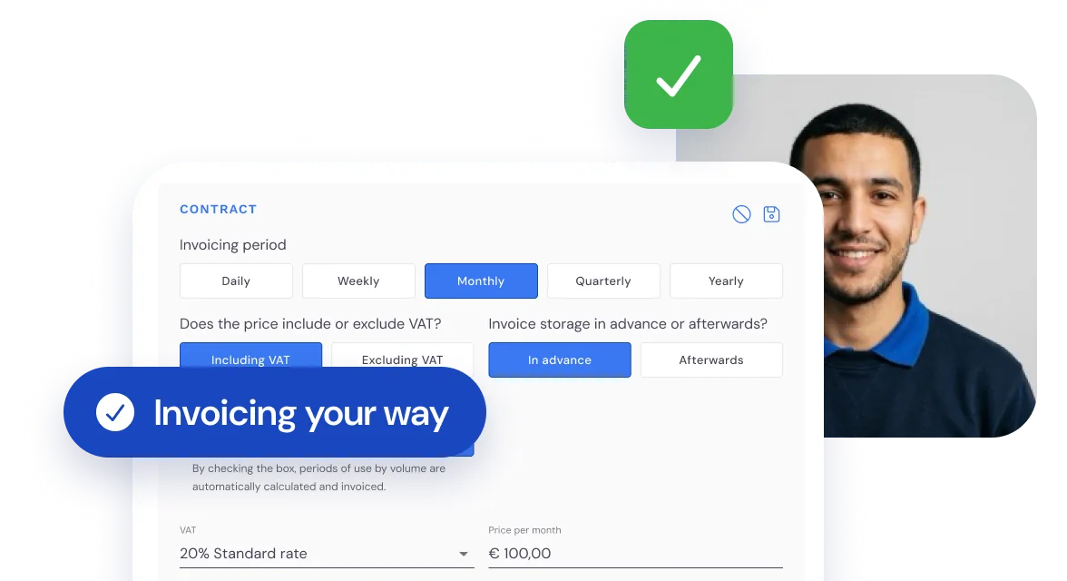 Storage contract in Bas: invoicing period, VAT and monthly price