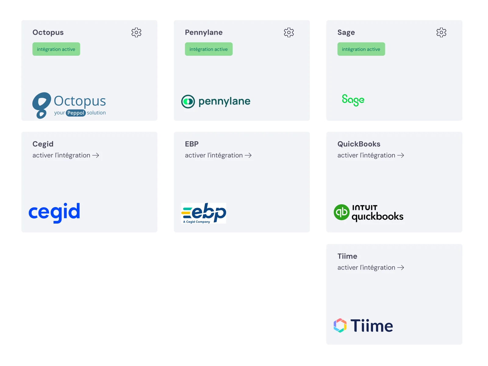 Intégrations comptables dans Bas : Octopus, Pennylane, Sage, Cegid, EBP, QuickBooks et Tiime