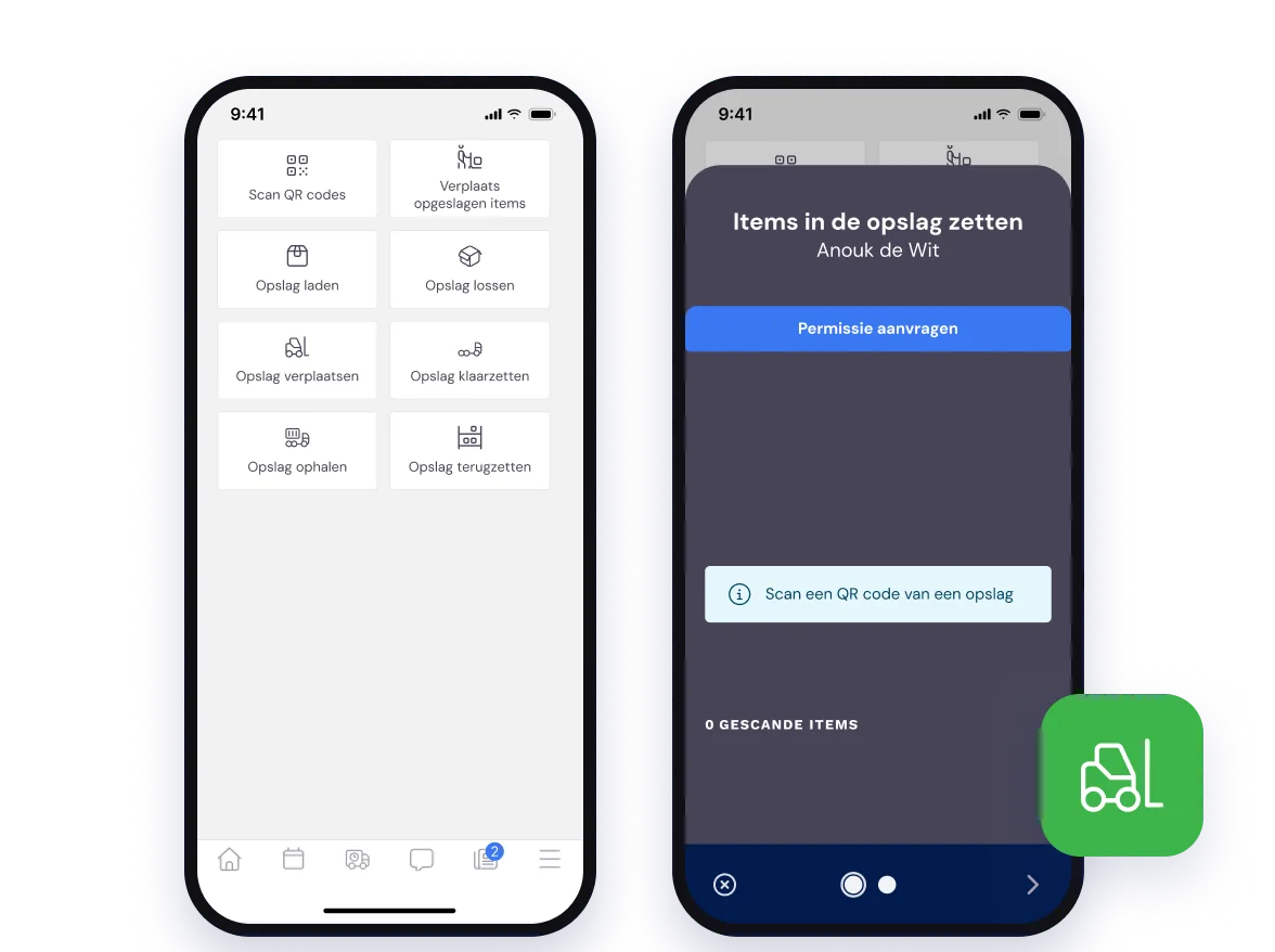 De medewerker-app voor opslag: laden, lossen, verplaatsen en scannen