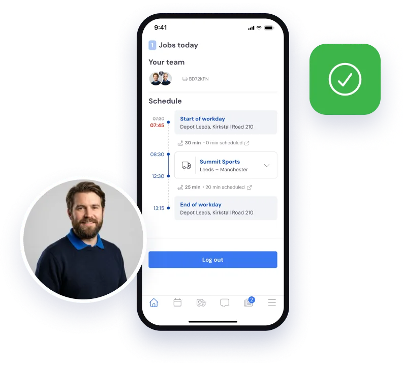 A remover with the Bas app: his team and today’s schedule on his phone